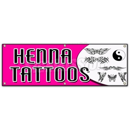 Signmission HENNA TATTOOS BANNER SIGN natural long lasting temporary parlor artist B-72 Henna Tattoos
